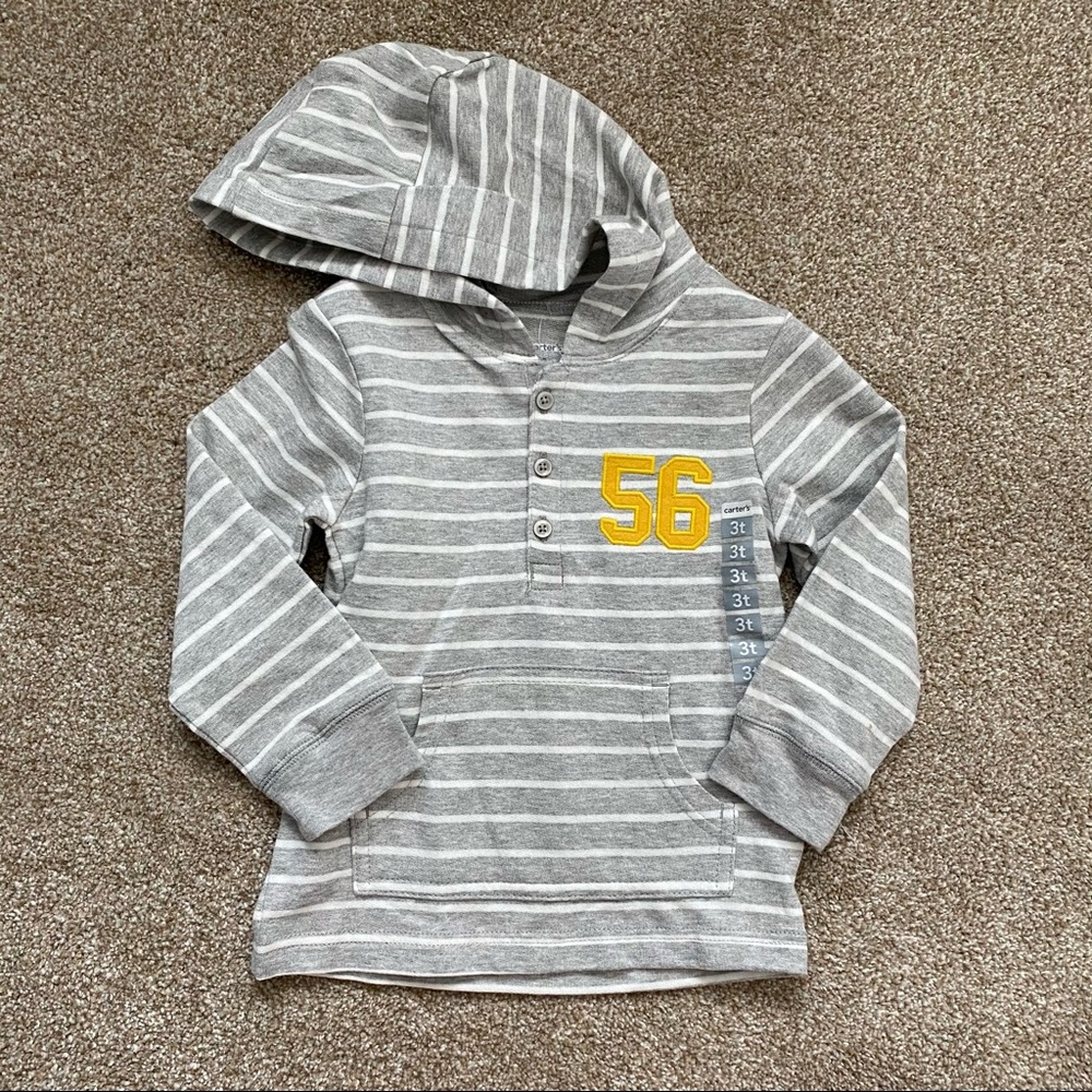 Carter’s • Boy’s Gray & White Striped Hoodie